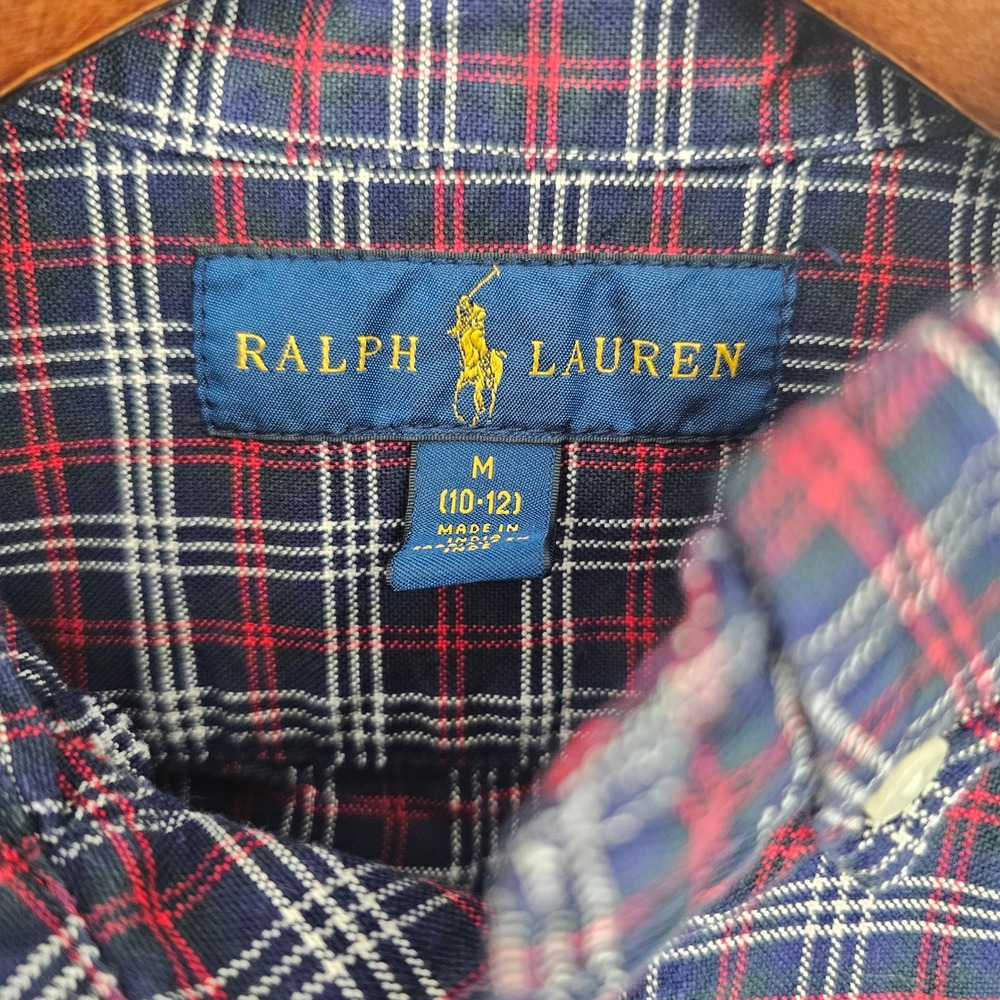 Ralph Lauren Kids Tartan Plaid Button Down Shirt Size M 10 12  Long Sleeve